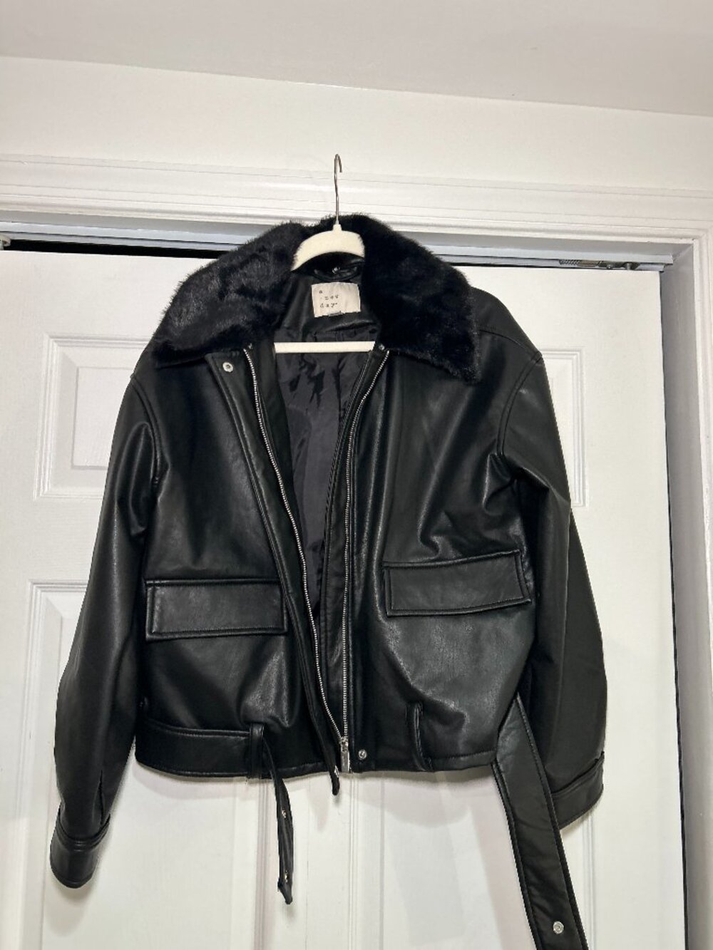 Women's Faux Leather Jacket - A New Day™ Black S